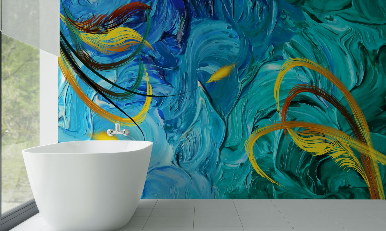 Fototapet pigmenți albastru guașe în diferite nuanțe