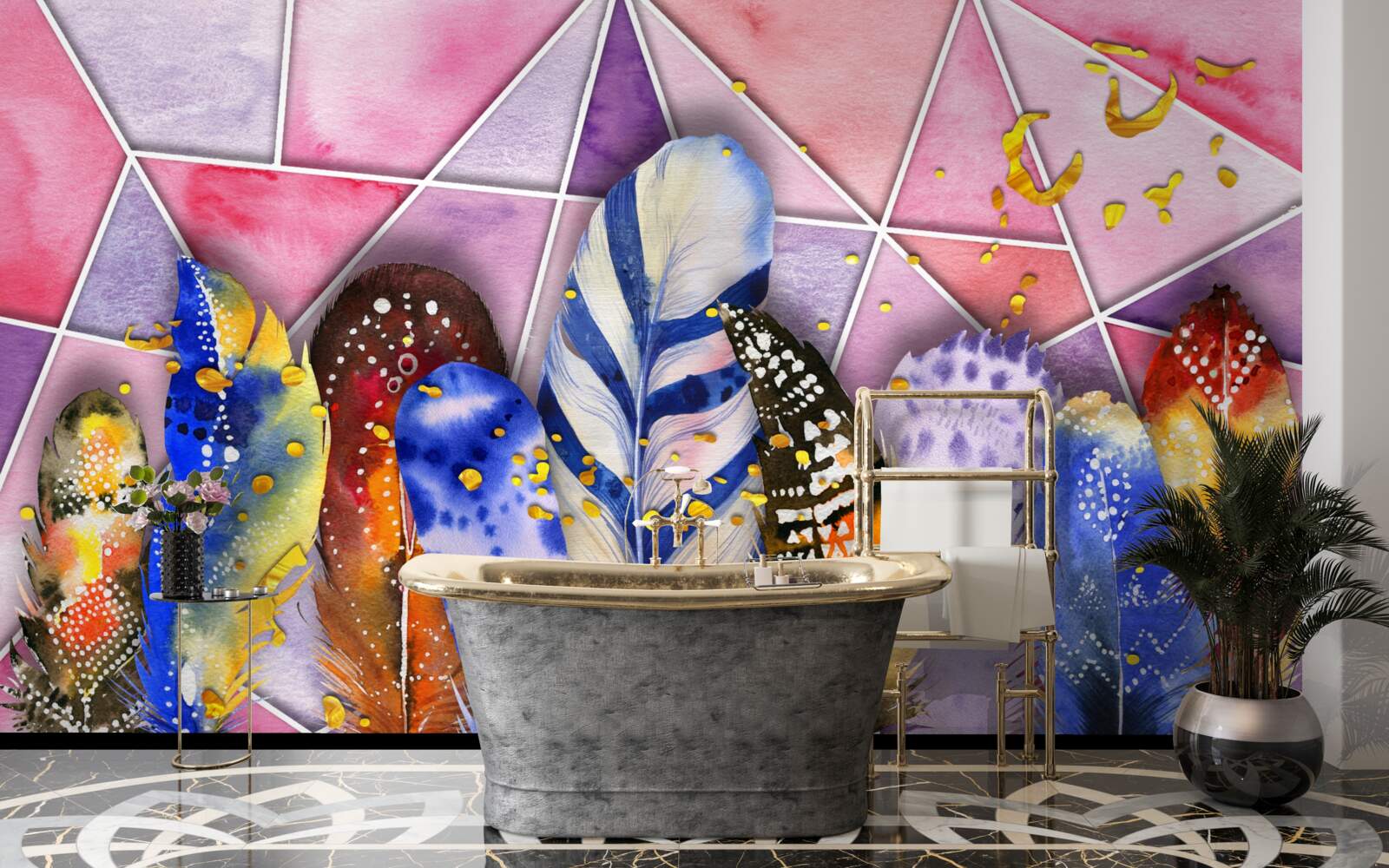 Fototapet pene colorate în diferite nuanțe