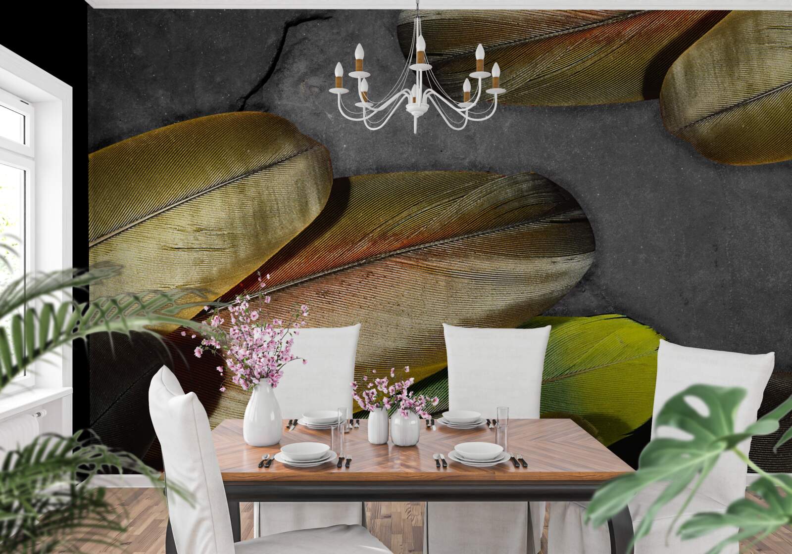 Fototapet pene de aur sclipitoare pe un fundal gri