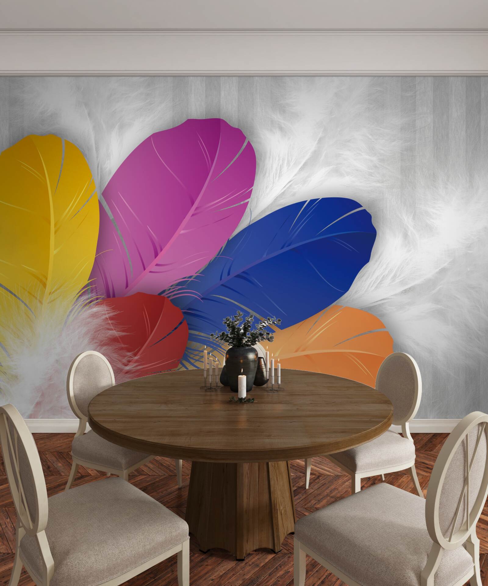 Fototapet pene strălucitoare și atent lustruite