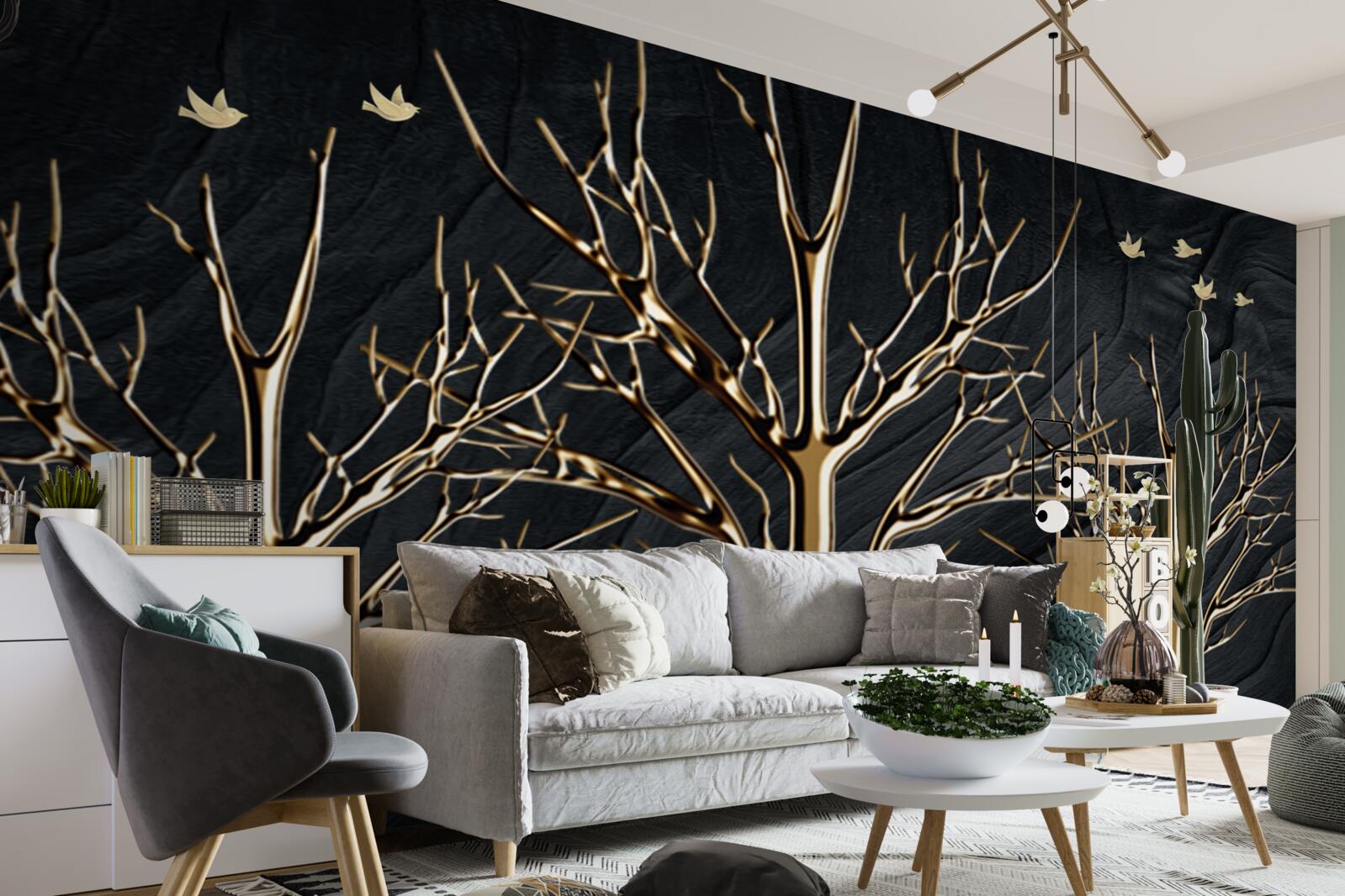 Fototapet căprioara se plimbă noaptea printre copaci