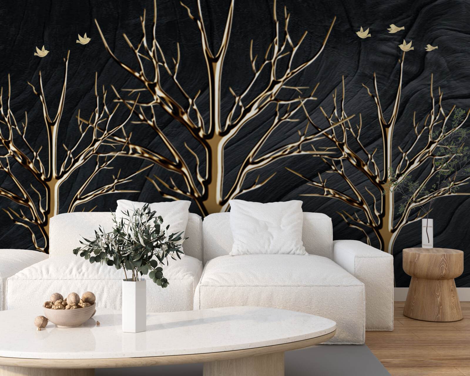 Fototapet căprioara se plimbă noaptea printre copaci