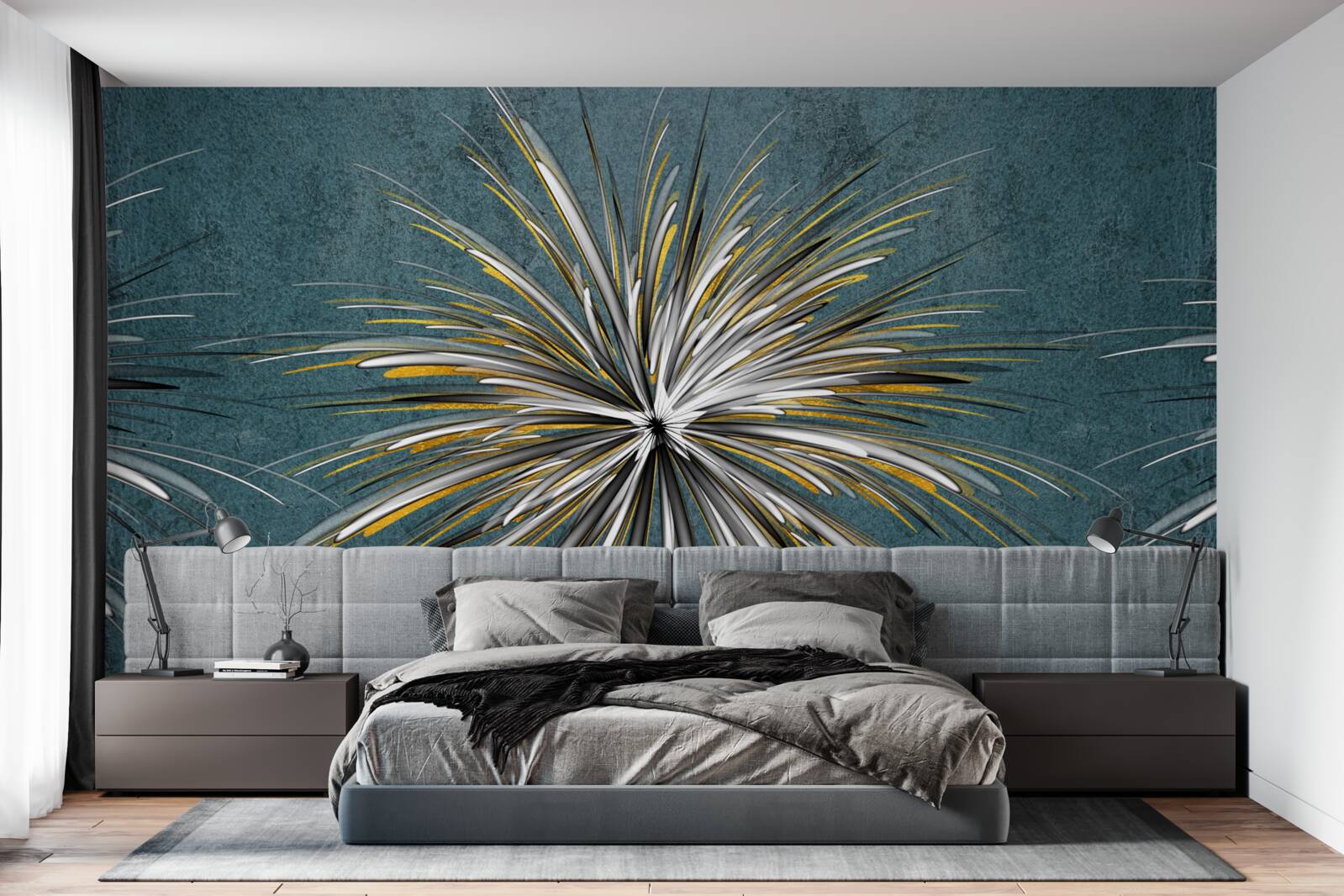 Fototapet ramură cu fundal albastru pufos