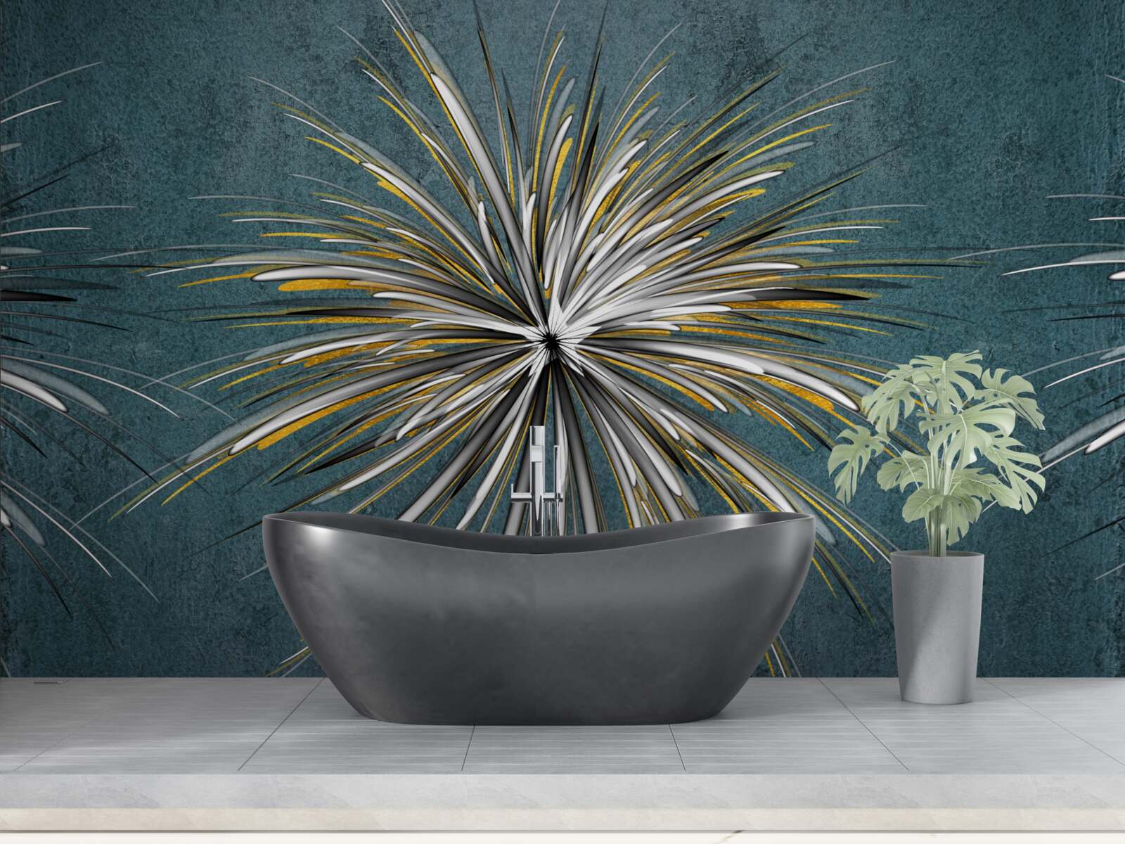 Fototapet ramură cu fundal albastru pufos