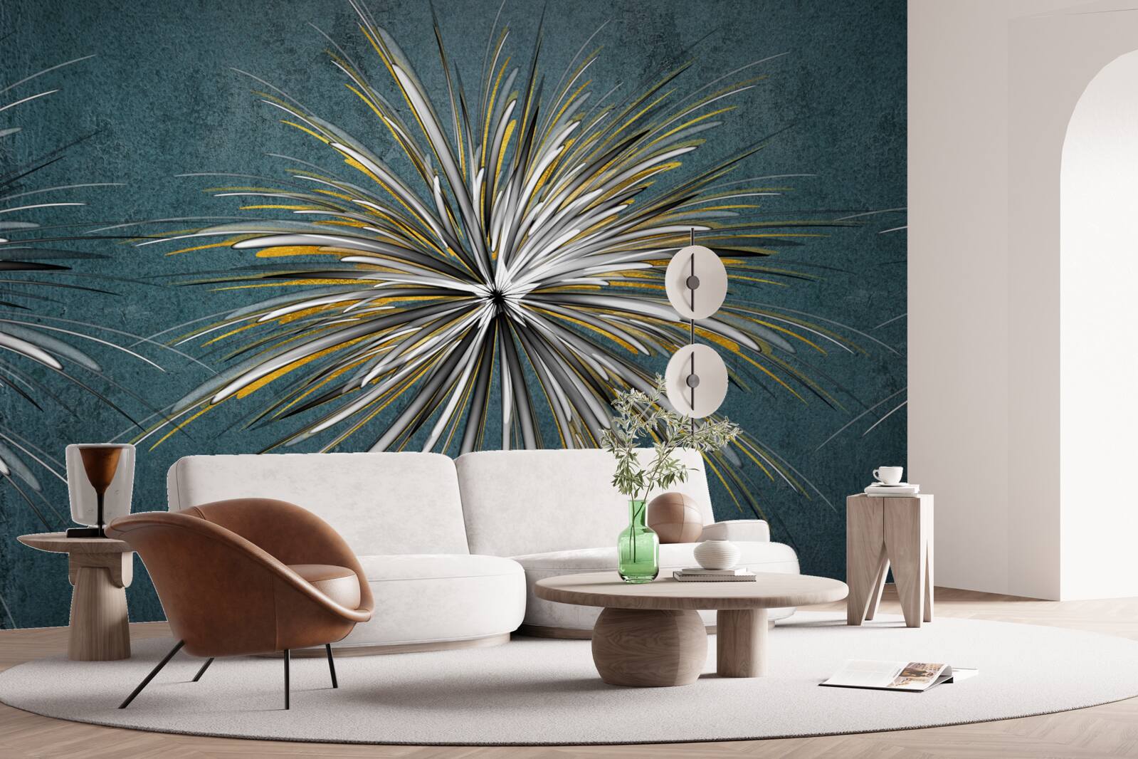 Fototapet ramură cu fundal albastru pufos