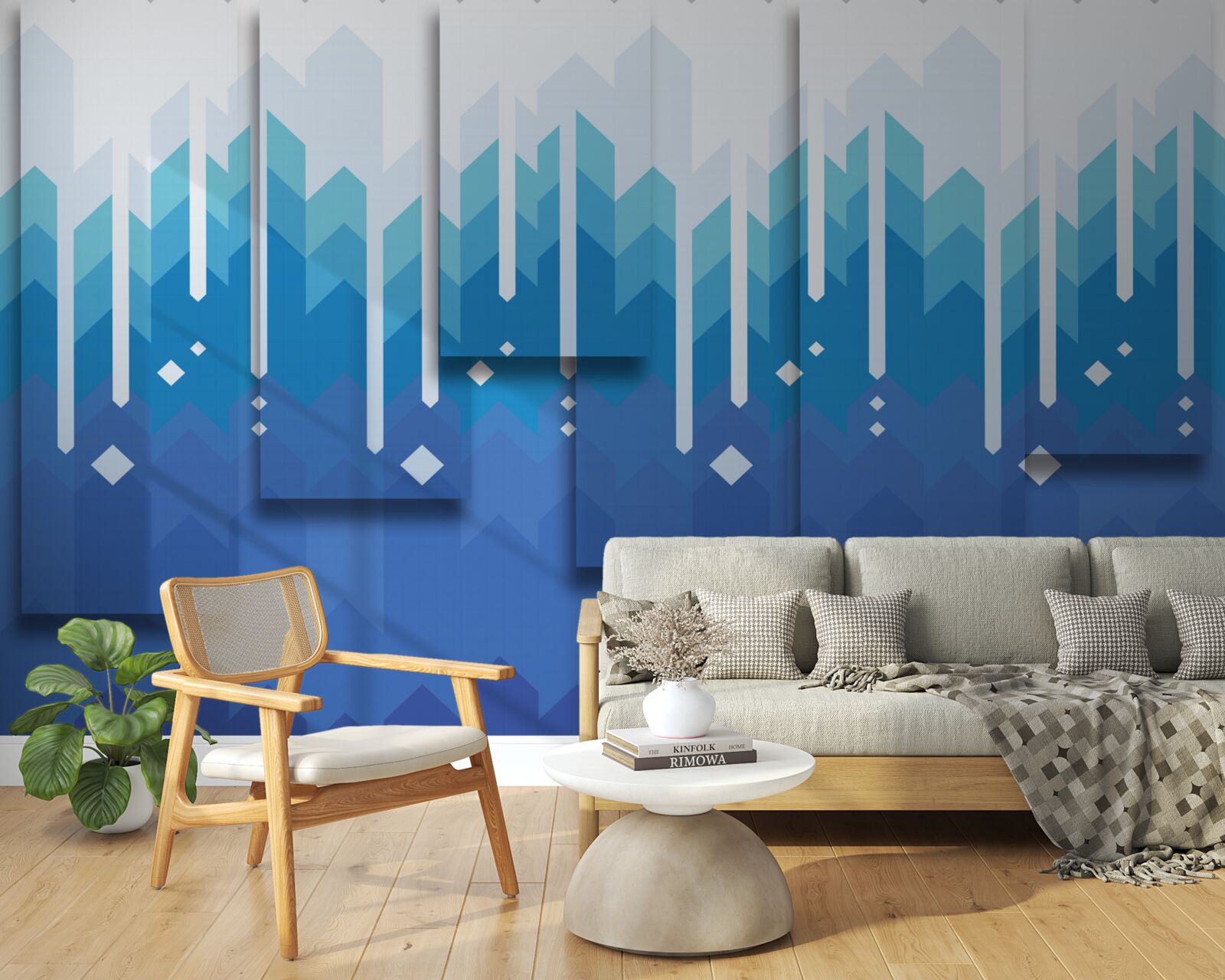 Fototapet munții în cascadă se detașează în măreția rece