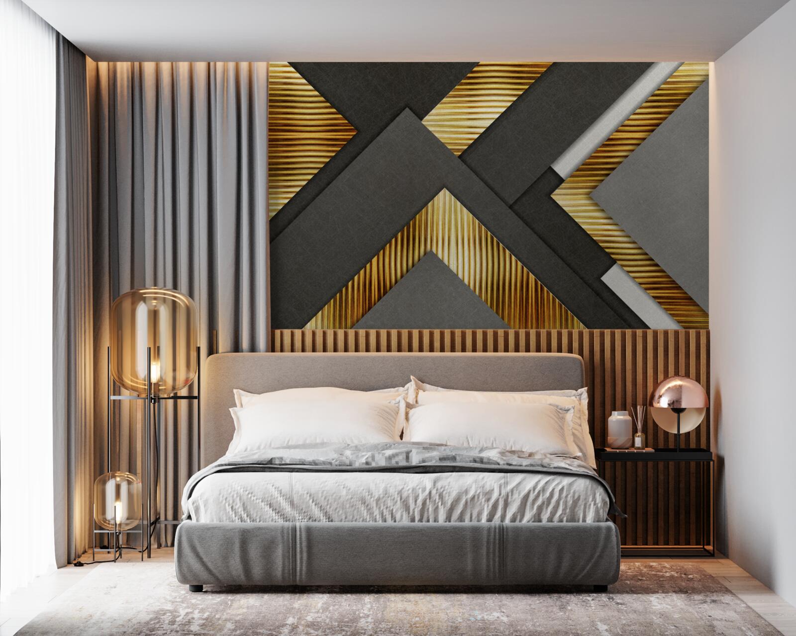 Fototapet dreptunghiurile sunt negre cu linii aurii