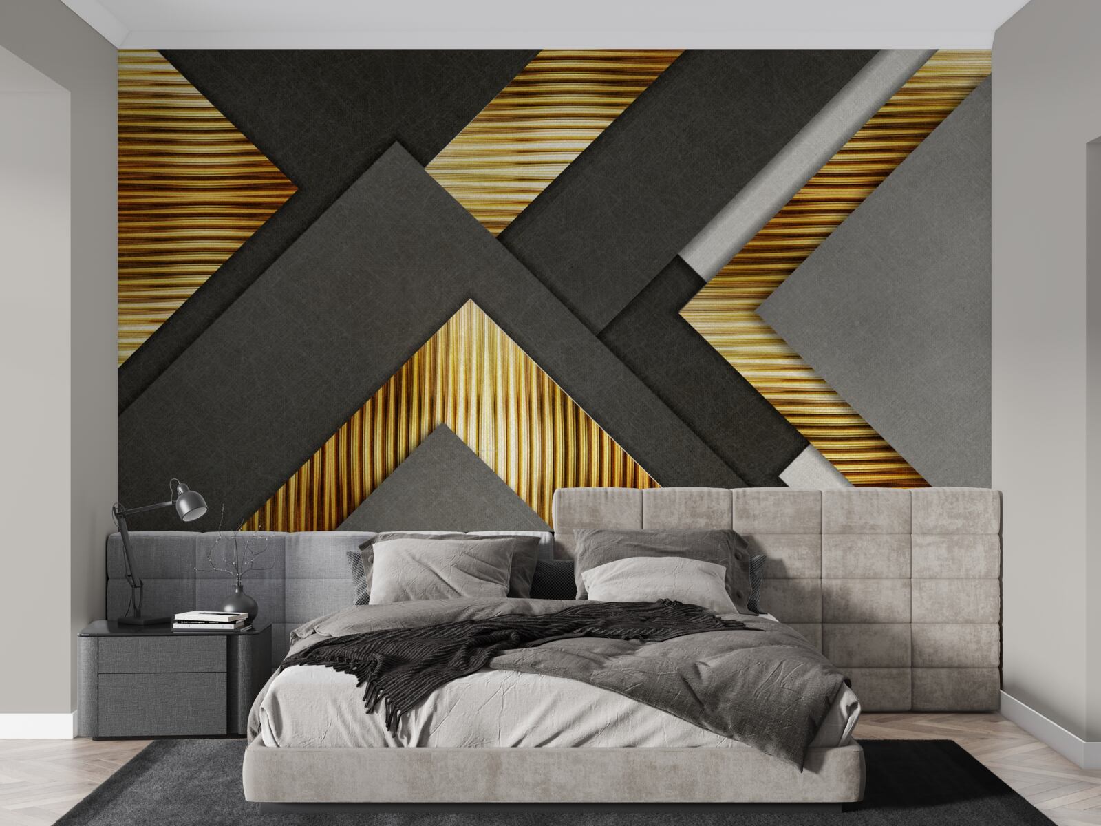 Fototapet dreptunghiurile sunt negre cu linii aurii