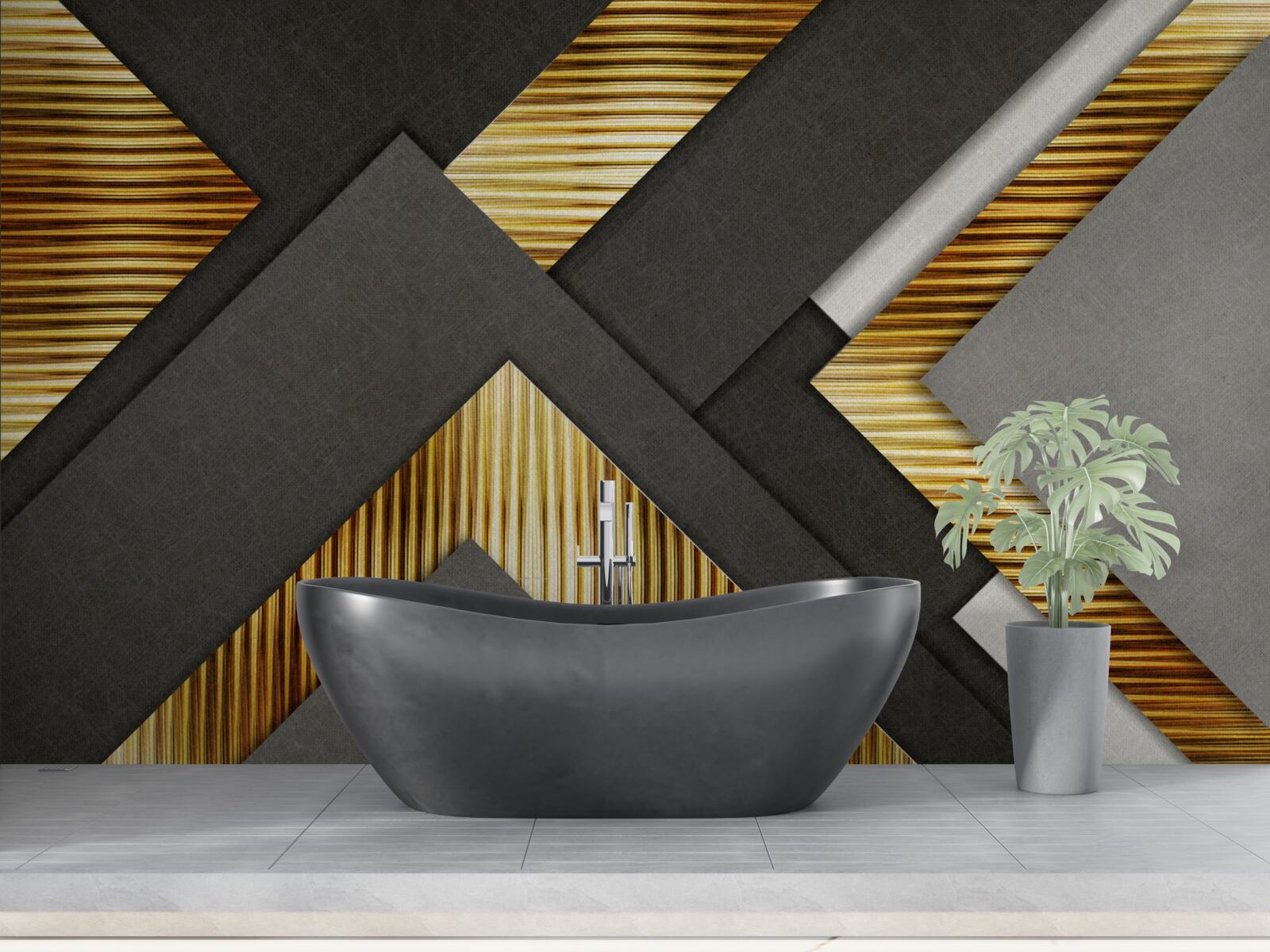 Fototapet dreptunghiurile sunt negre cu linii aurii