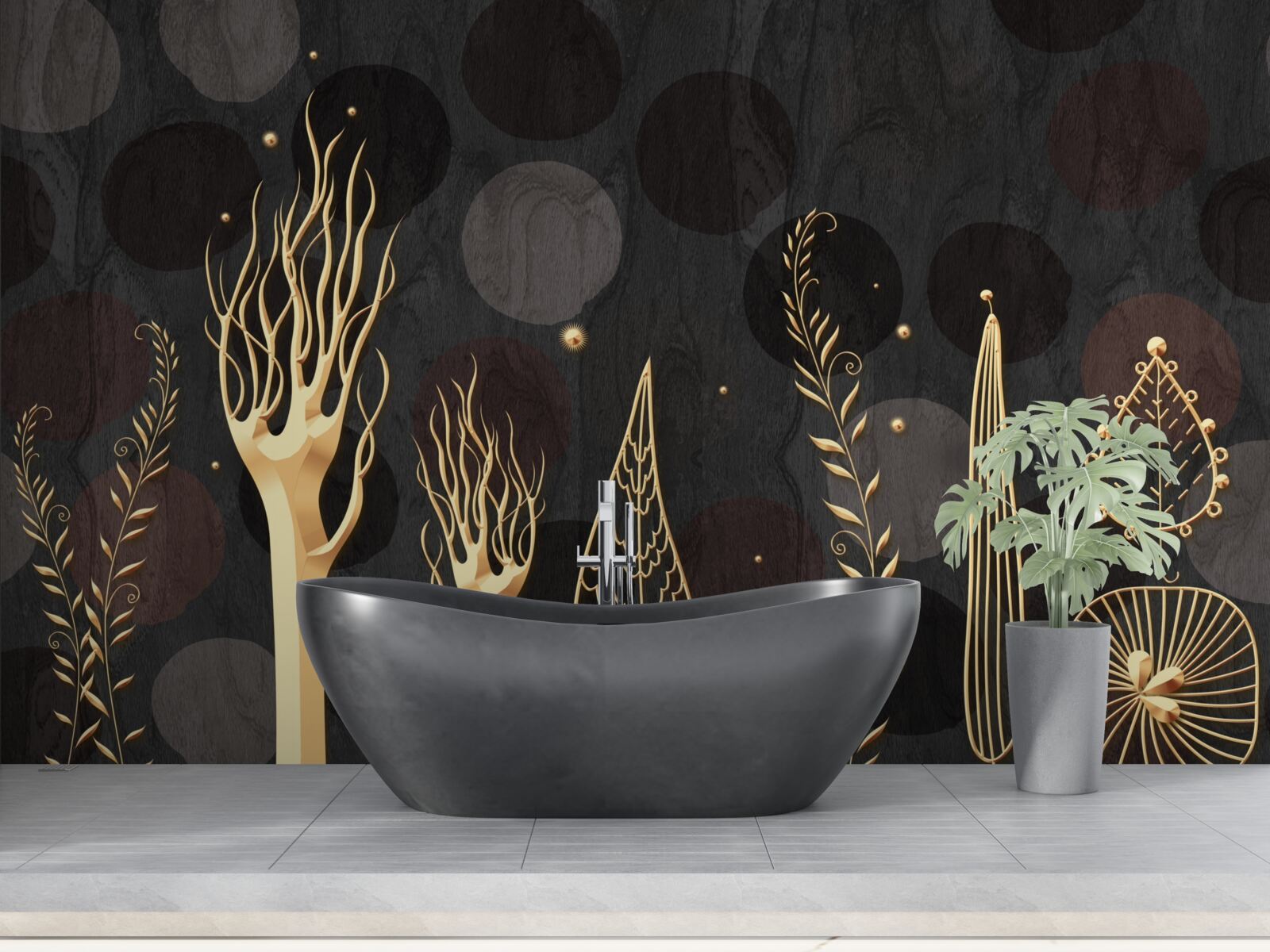 Fototapet noaptea printre copacii foioși