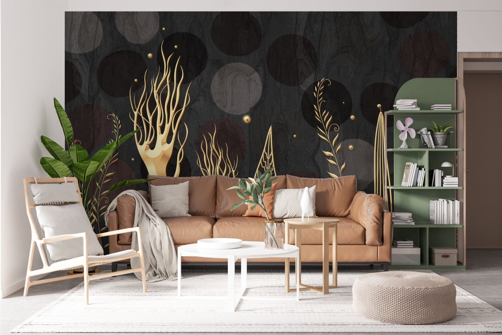 Fototapet noaptea printre copacii foioși