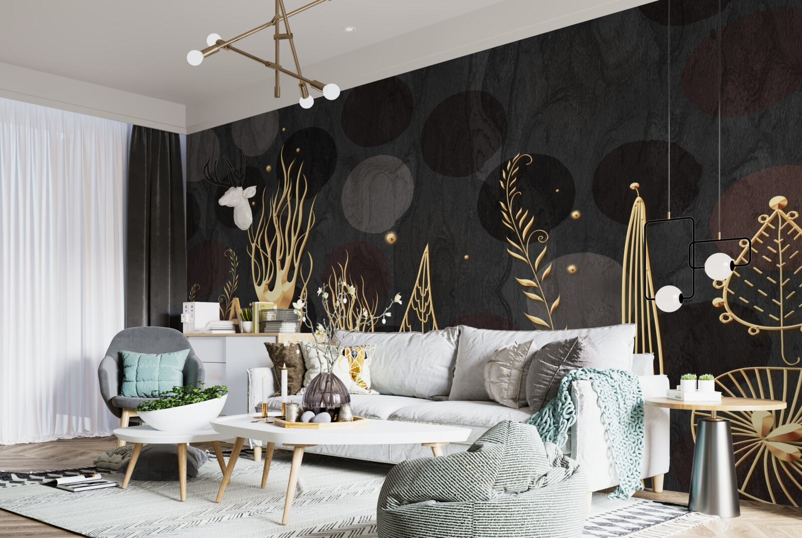 Fototapet noaptea printre copacii foioși