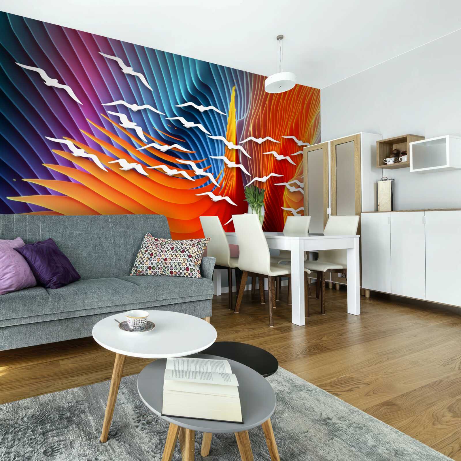 Fototapet păsări sumare printre dune