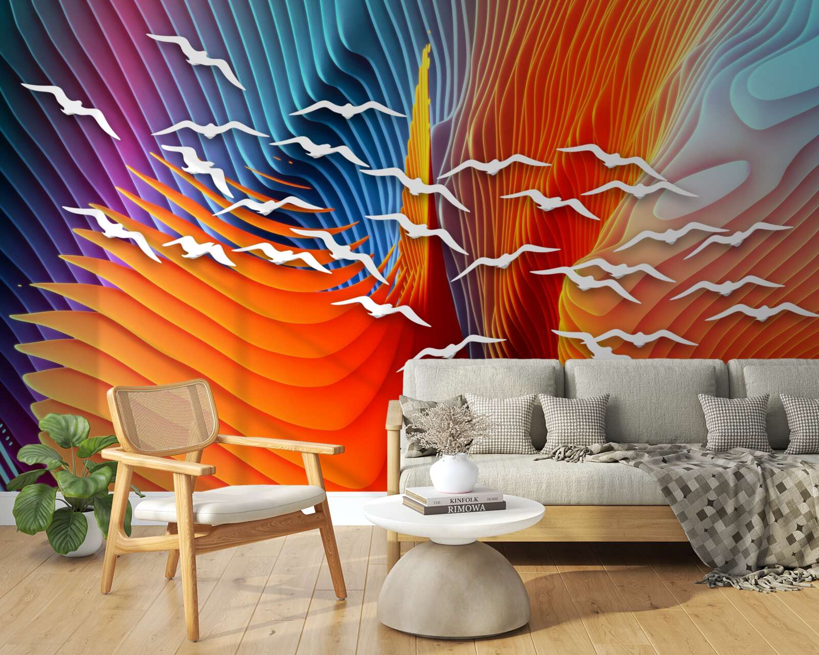 Fototapet păsări sumare printre dune