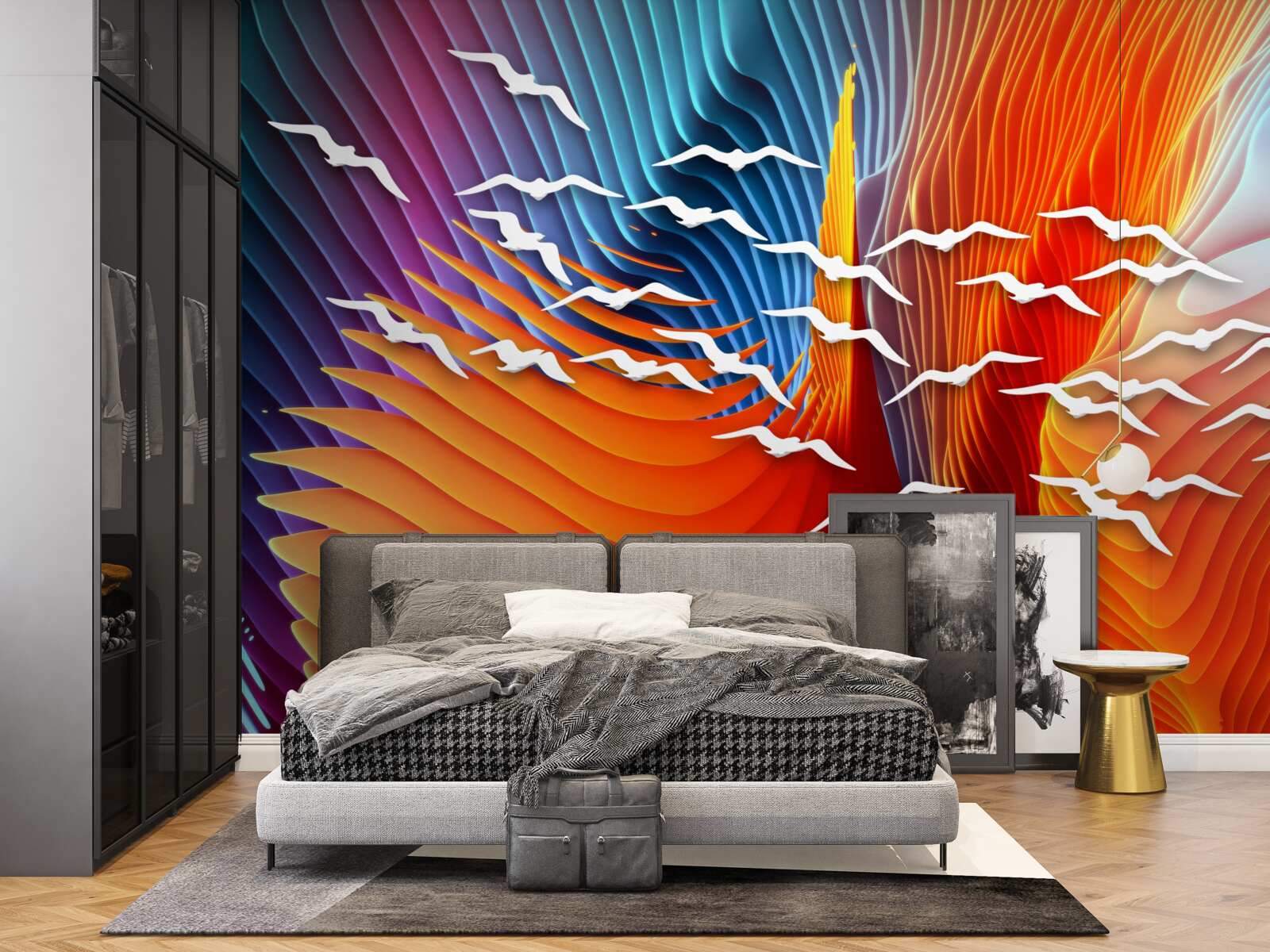 Fototapet păsări sumare printre dune