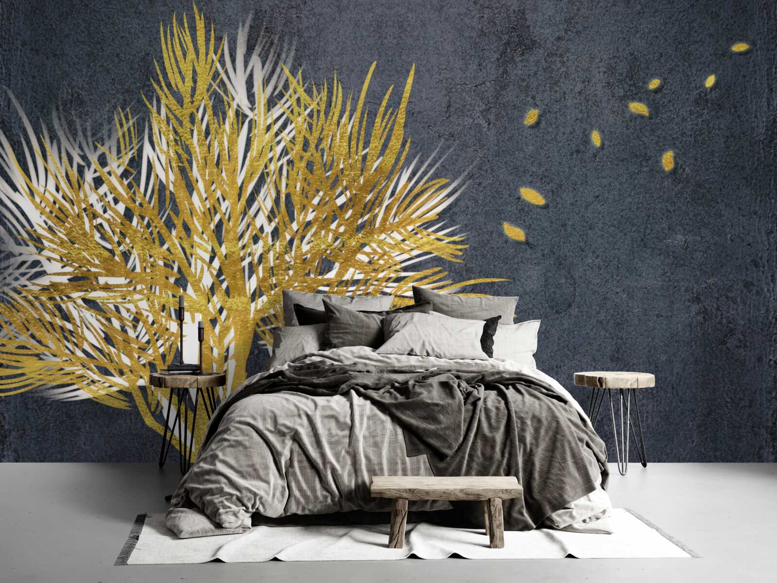 Fototapet păsările se înalță pe cer din pădurea înghețată