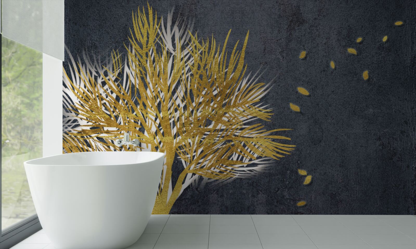 Fototapet păsările se înalță pe cer din pădurea înghețată