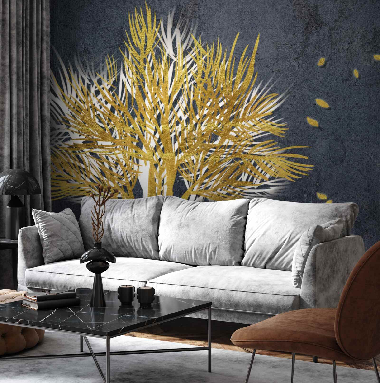 Fototapet păsările se înalță pe cer din pădurea înghețată