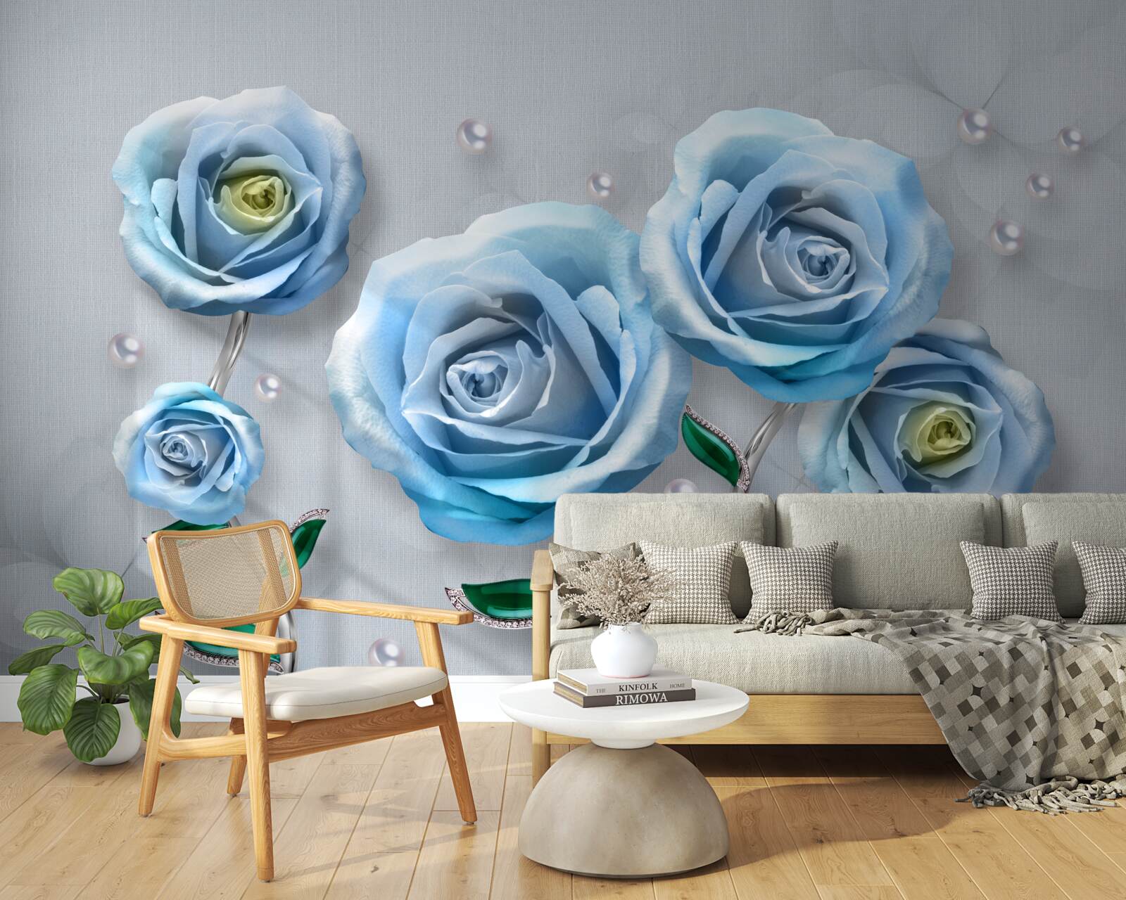 Fototapet set de trandafiri albaștri