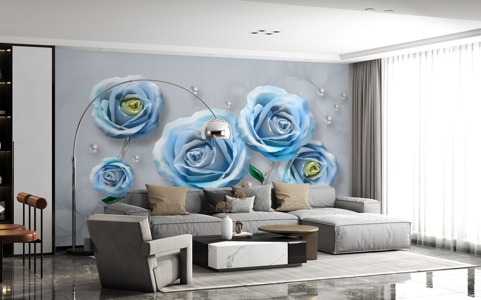 Fototapet set de trandafiri albaștri