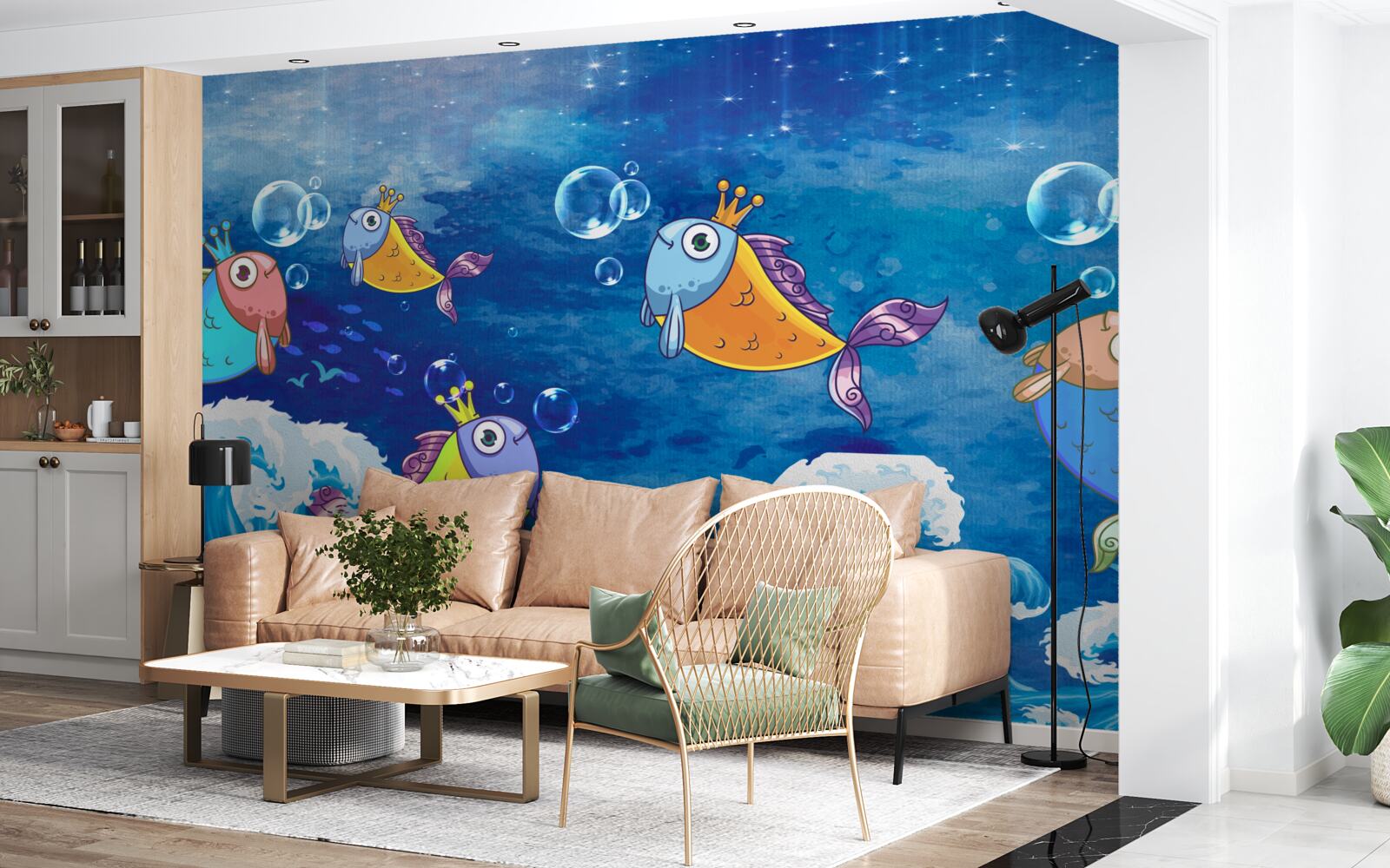 Fototapet pești animați cu diademe regale