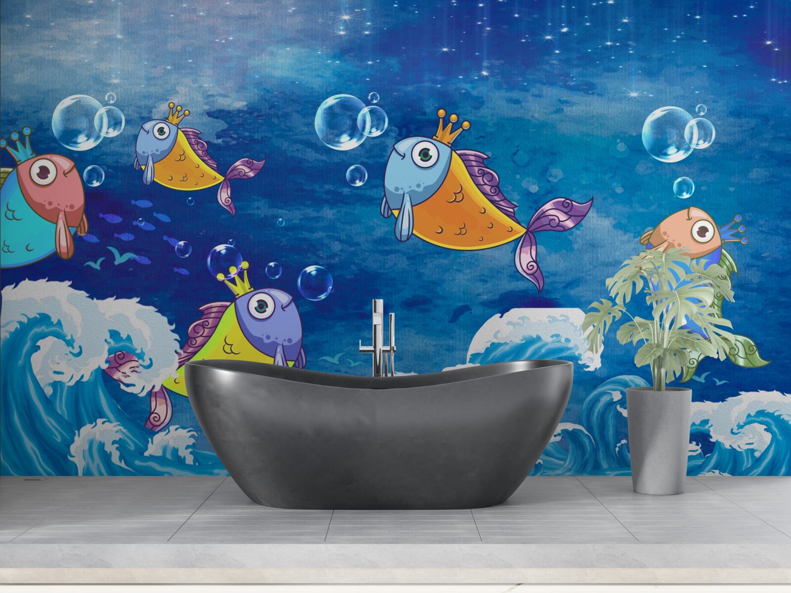Fototapet pești animați cu diademe regale