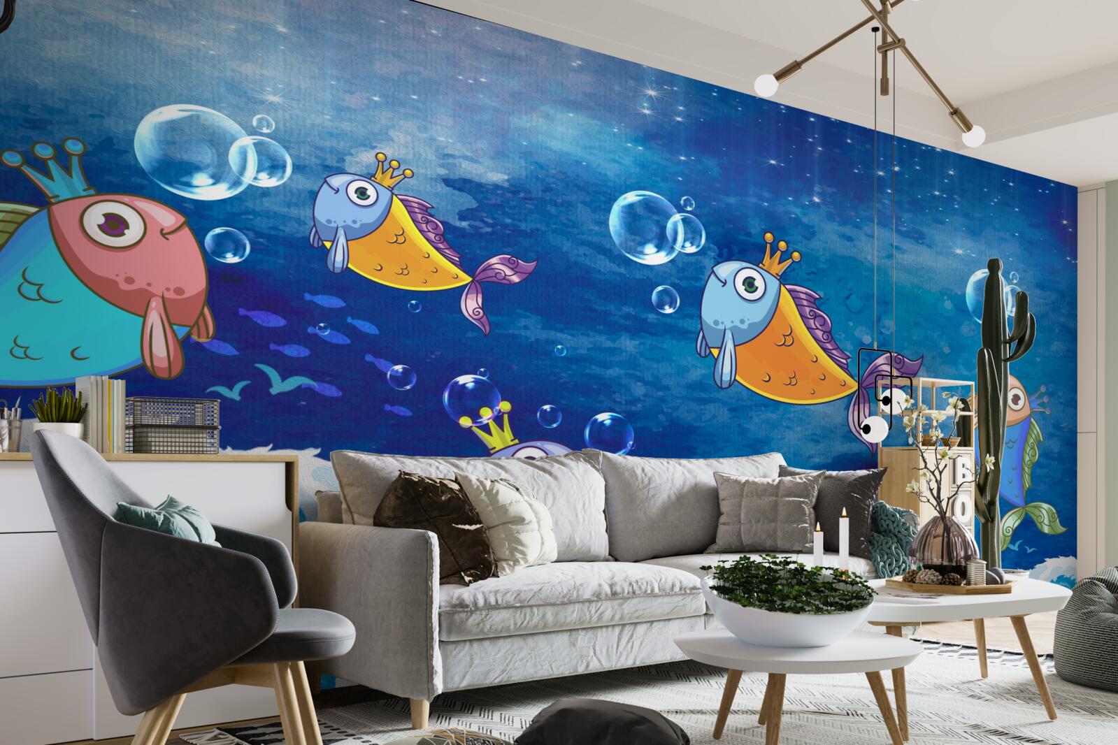 Fototapet pești animați cu diademe regale