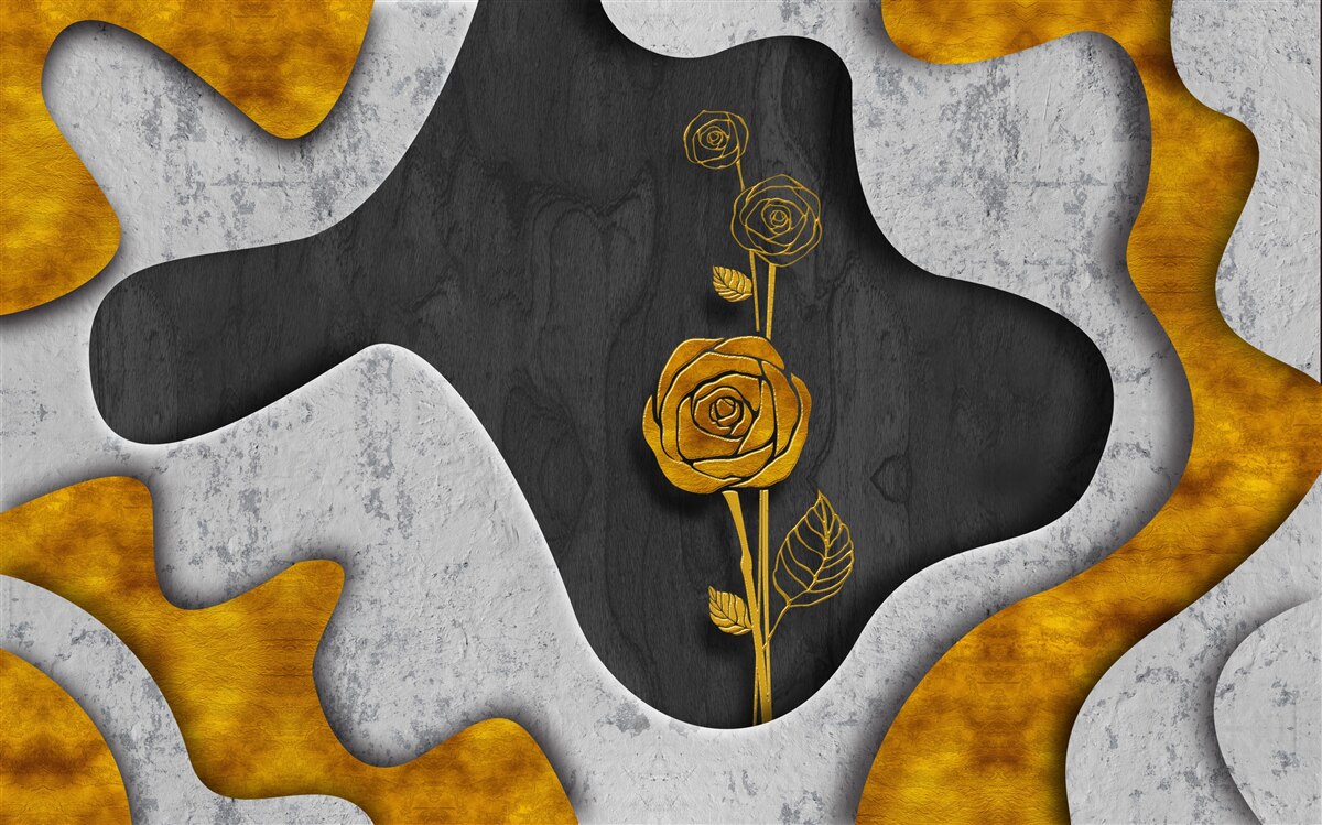 Fototapet trandafir de aur în decor