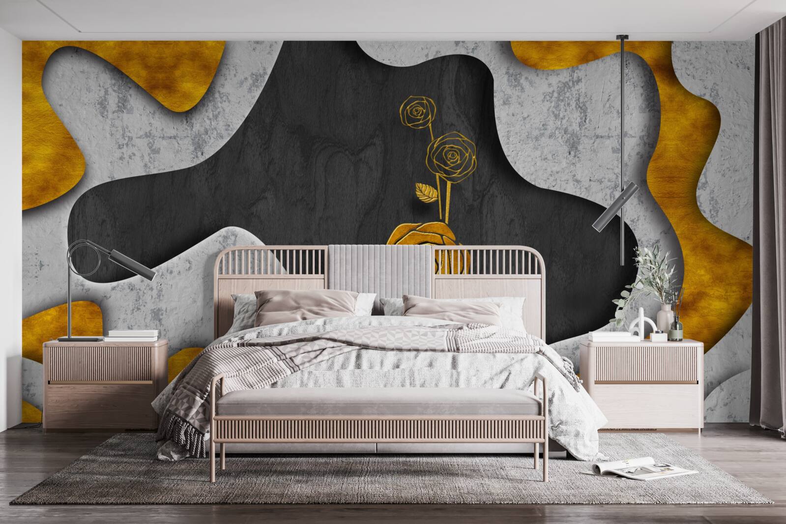 Fototapet trandafir de aur în decor