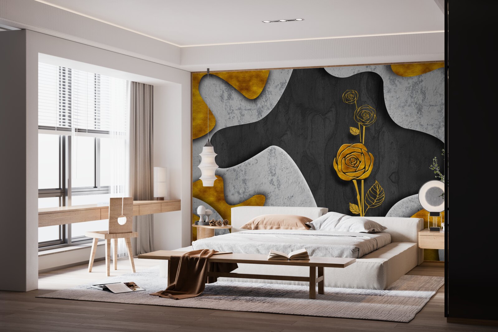 Fototapet trandafir de aur în decor