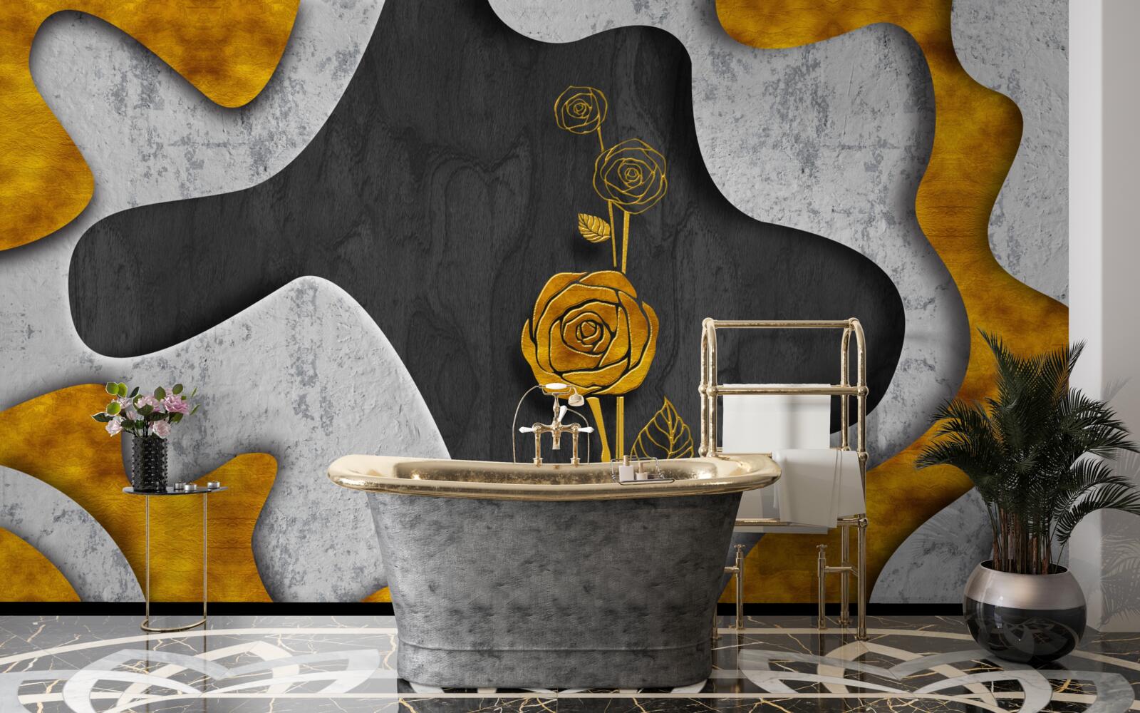 Fototapet trandafir de aur în decor