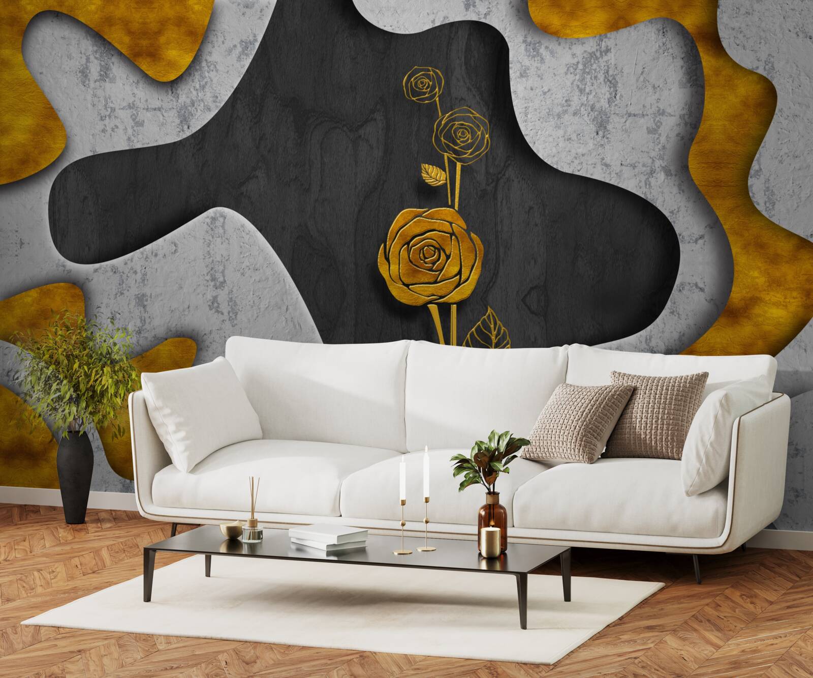 Fototapet trandafir de aur în decor