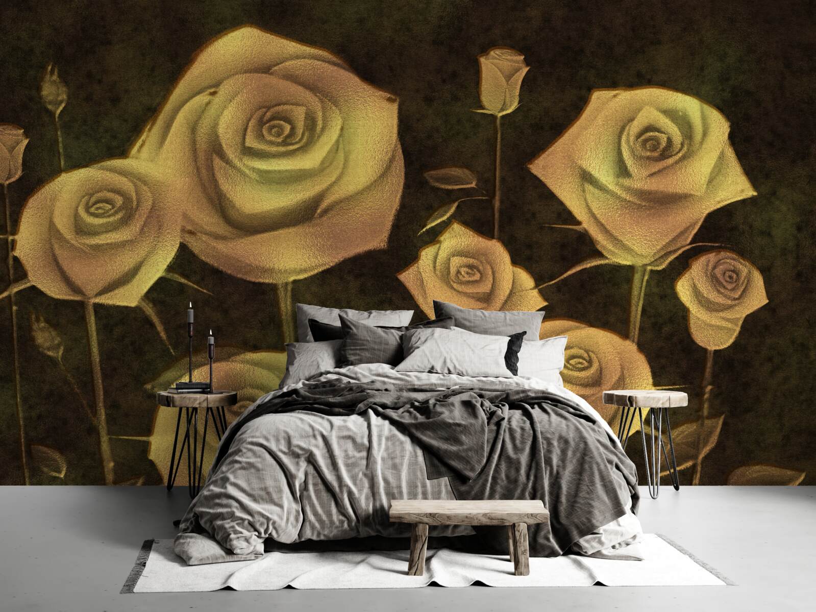 Fototapet pe un fundal maro este un boboc de trandafir alb