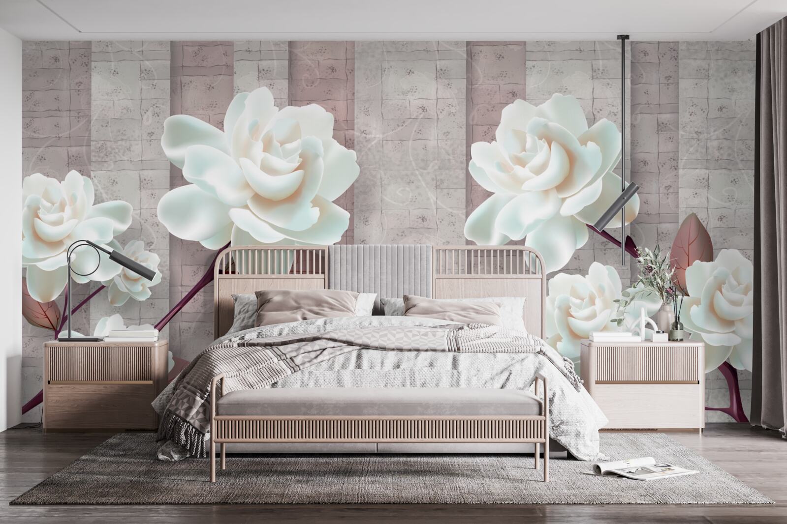 Fototapet flori mai albe ca zăpada pe ramuri