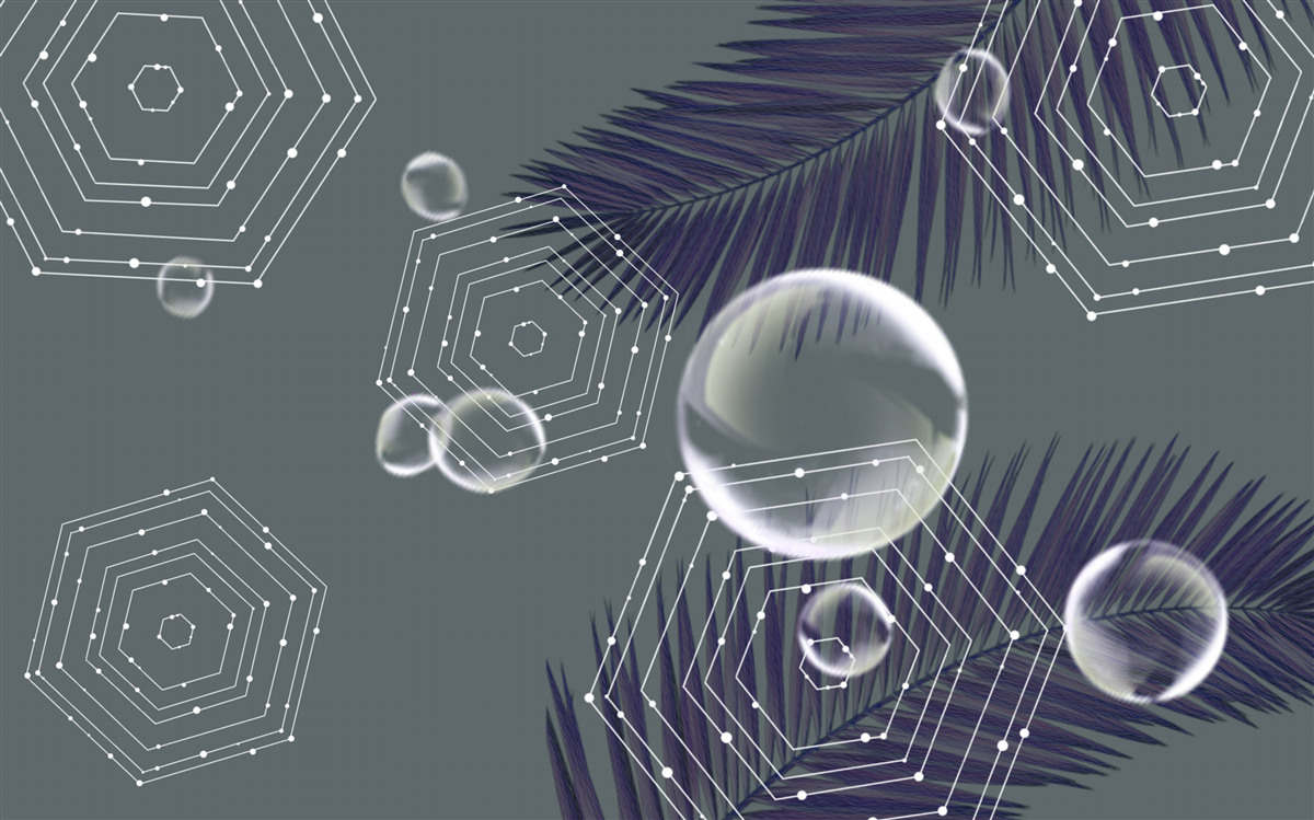 Fototapet geometrie și forme de frunze