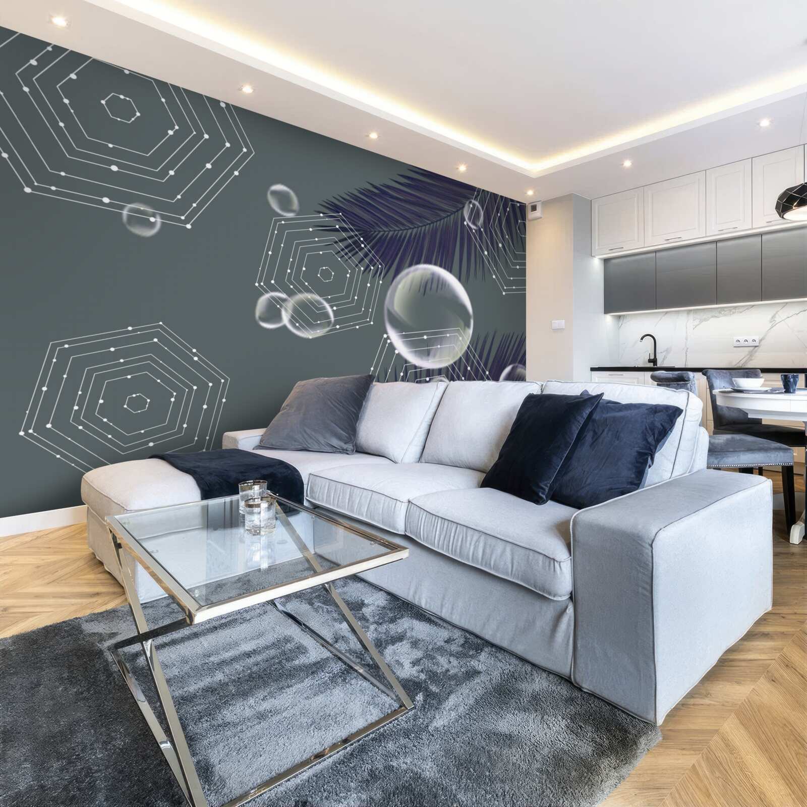 Fototapet geometrie și forme de frunze