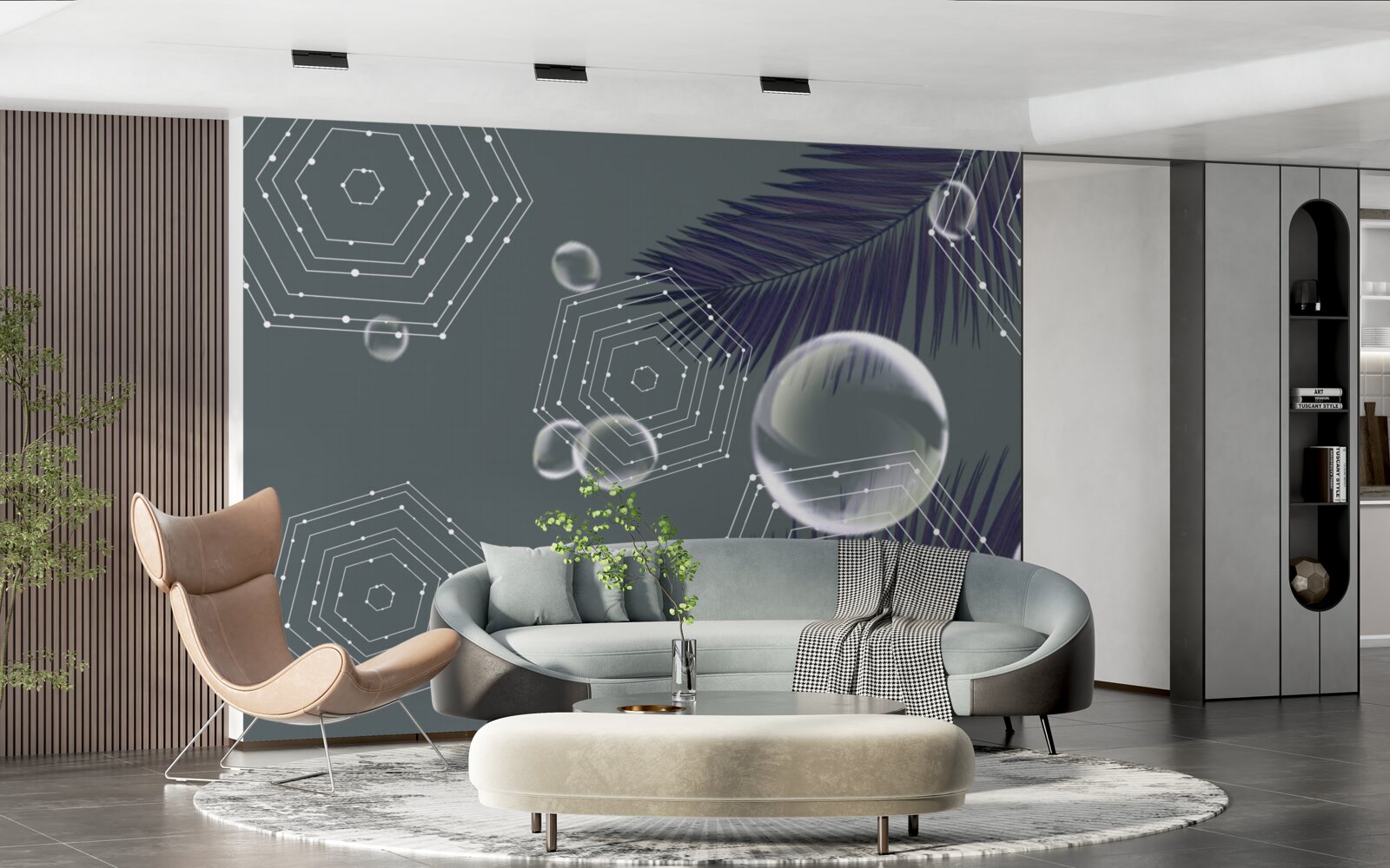 Fototapet geometrie și forme de frunze