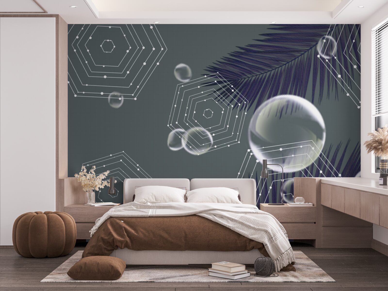 Fototapet geometrie și forme de frunze