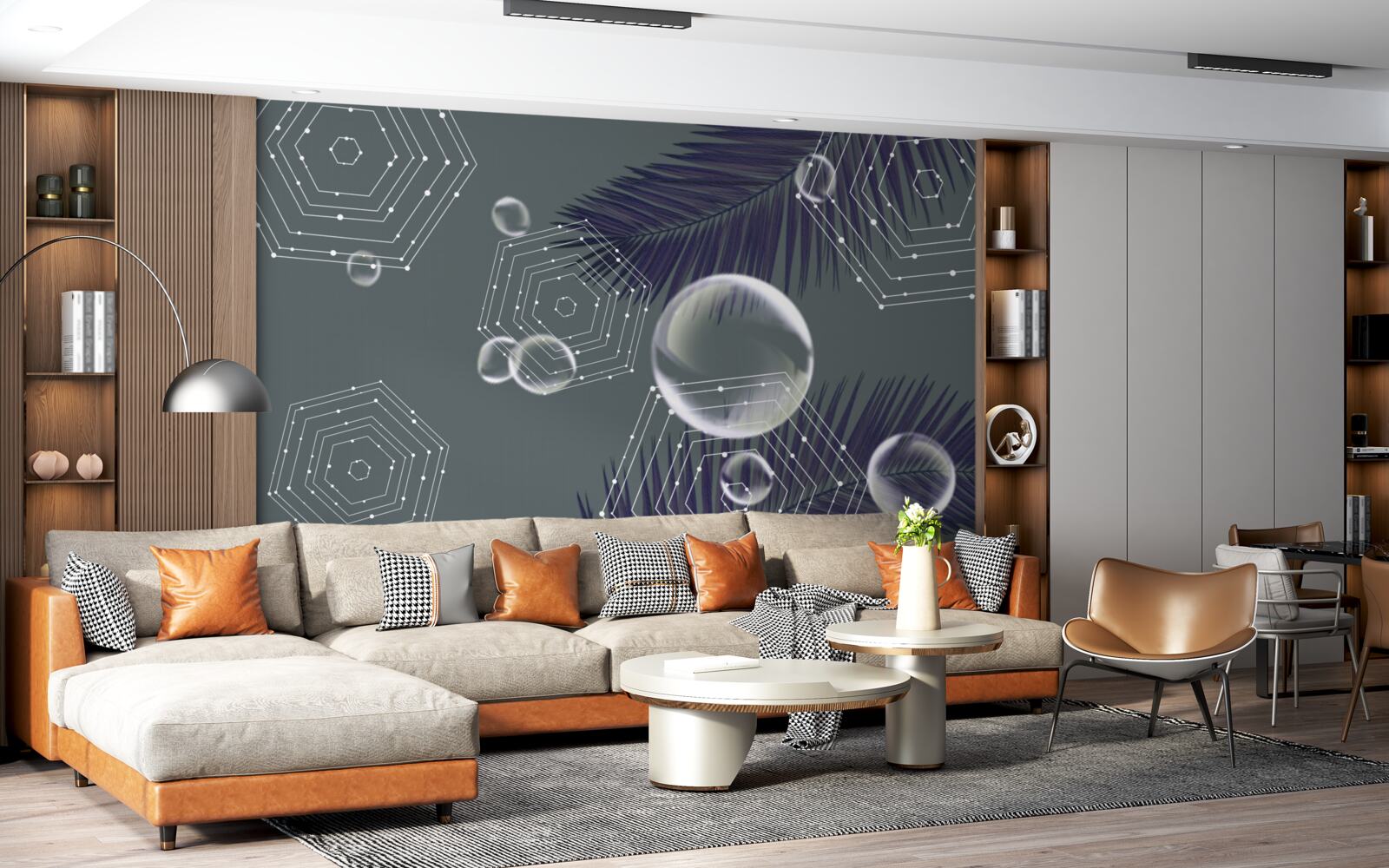 Fototapet geometrie și forme de frunze