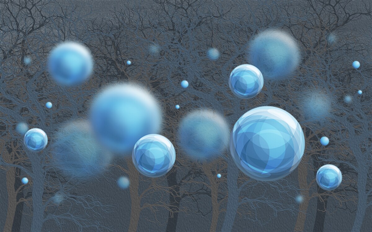 Fototapet apa se ridică sub formă de picături albastre