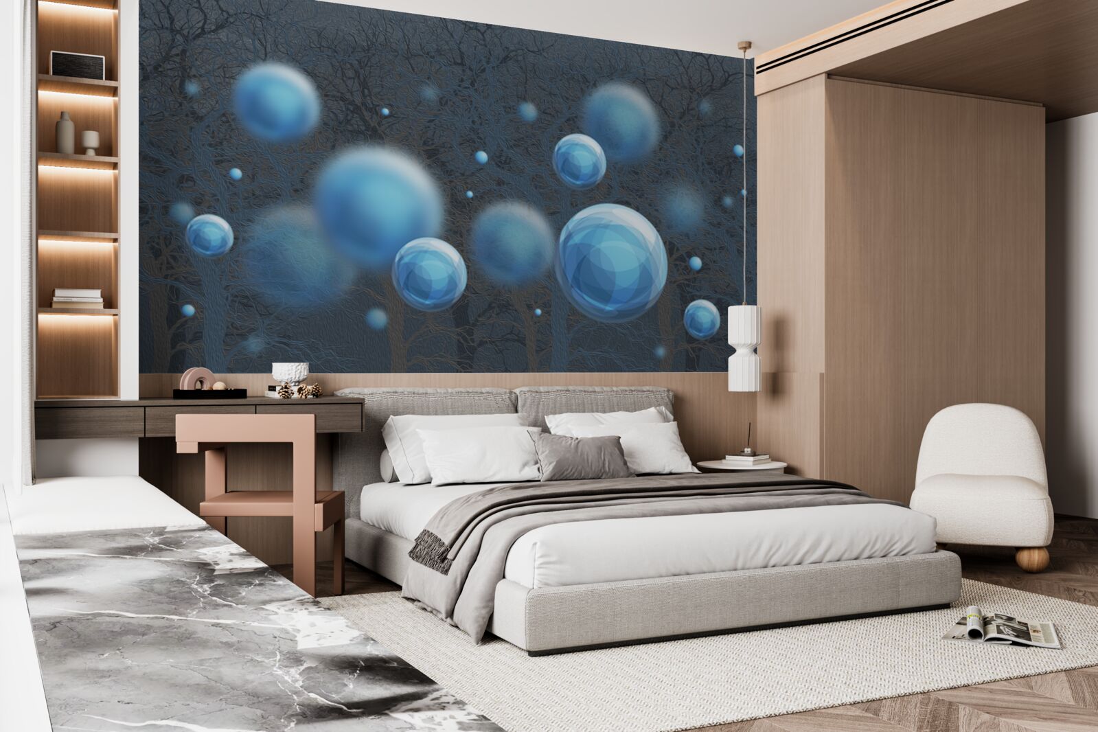 Fototapet apa se ridică sub formă de picături albastre