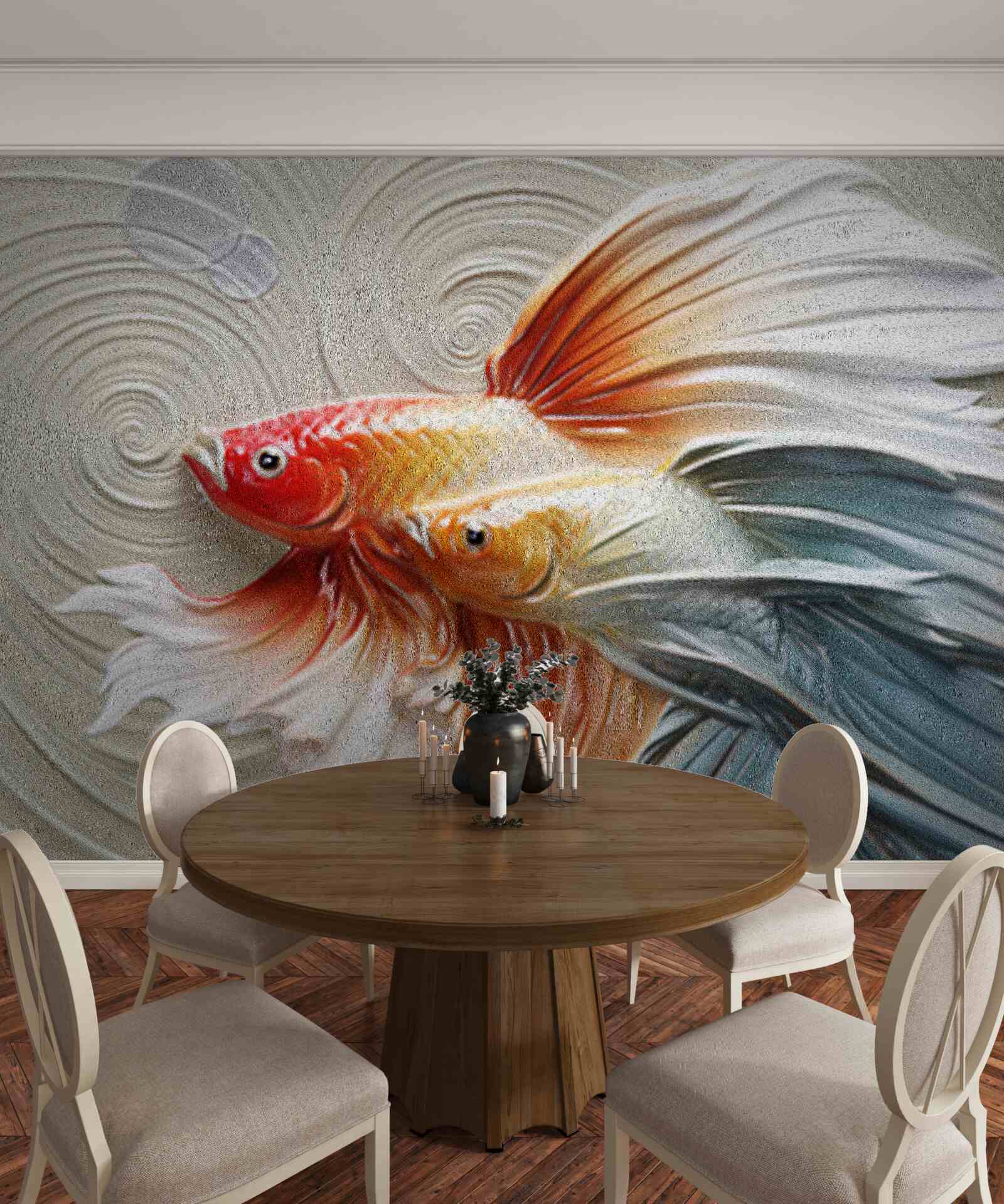 Fototapet doi pești colorați cu aripioare