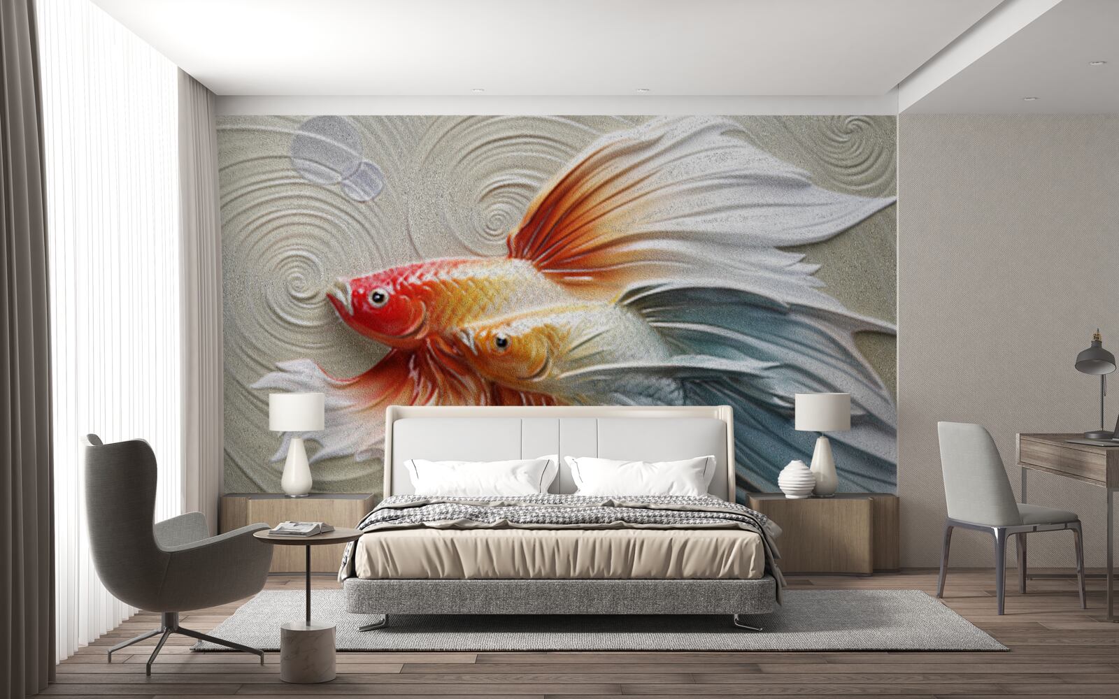 Fototapet doi pești colorați cu aripioare