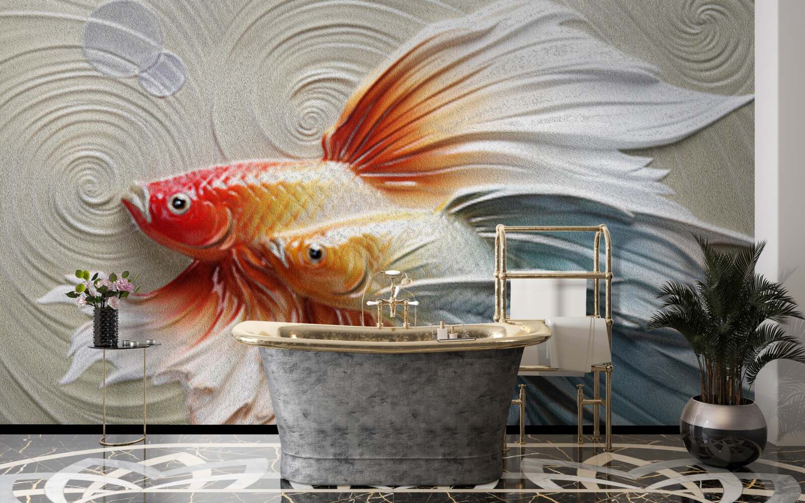 Fototapet doi pești colorați cu aripioare