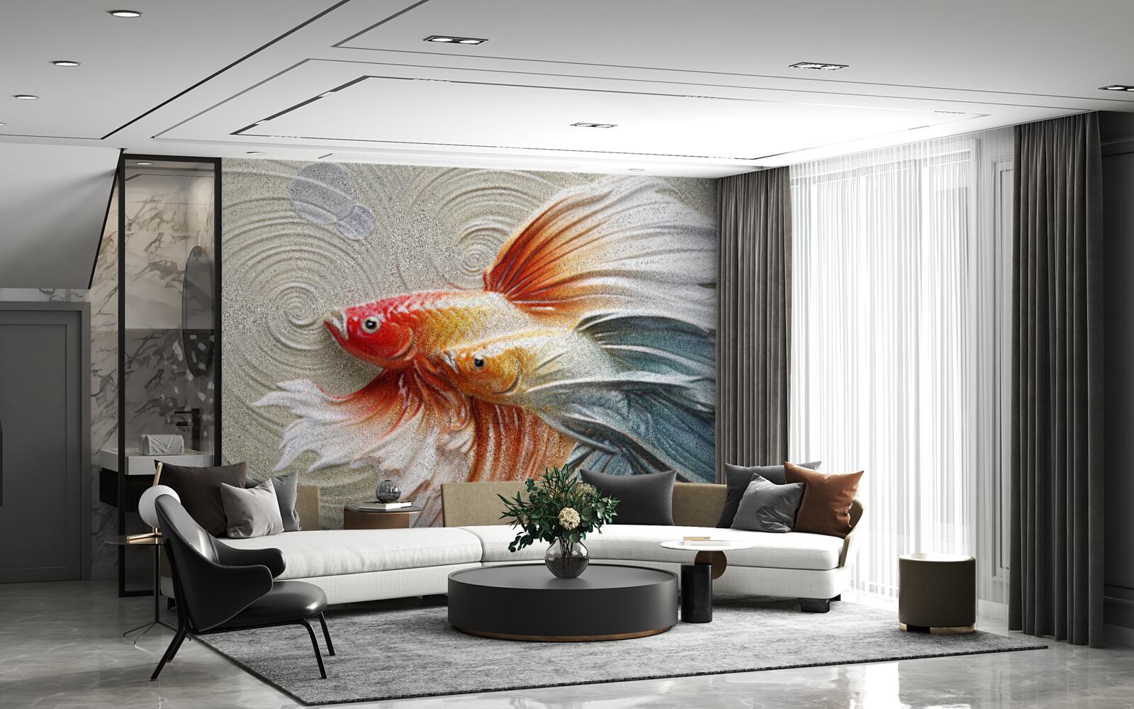 Fototapet doi pești colorați cu aripioare