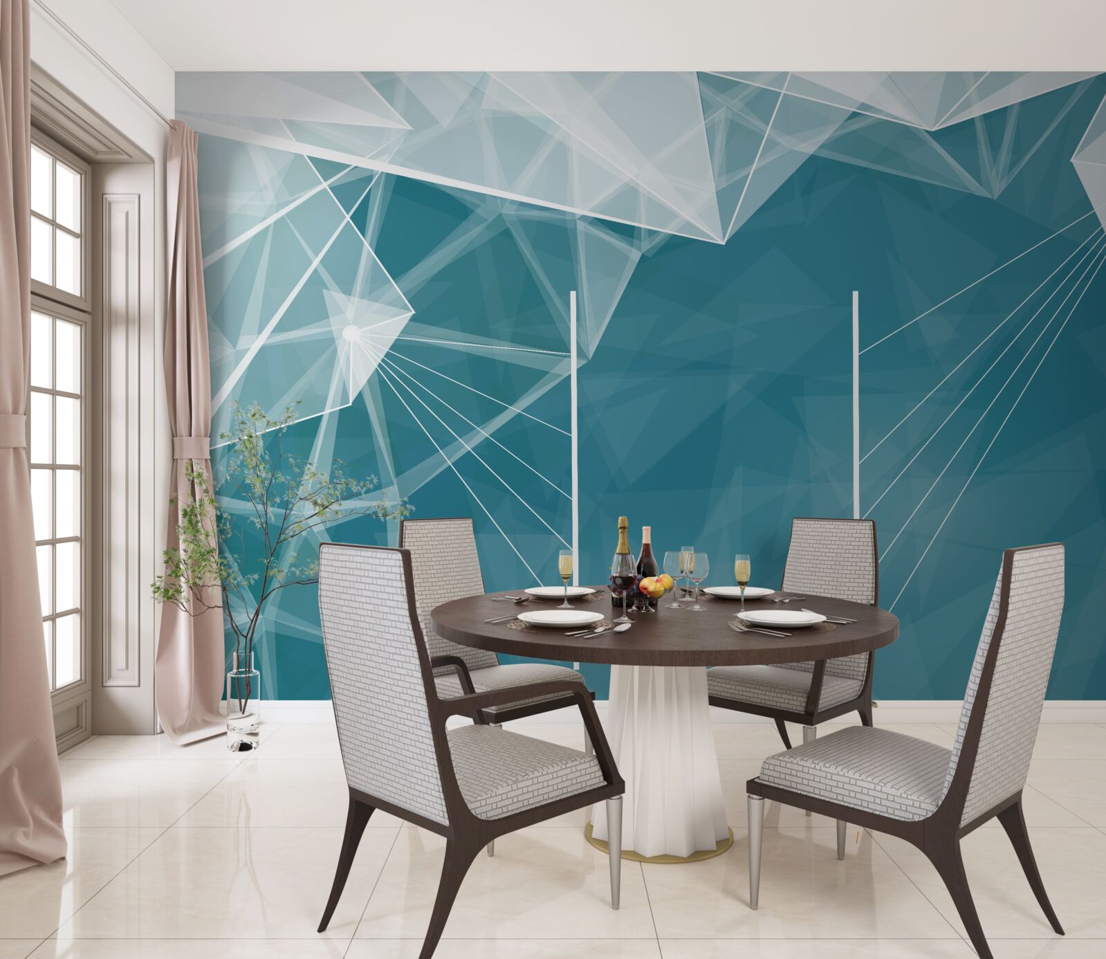 Fototapet vârfurile munților acoperiți de zăpadă