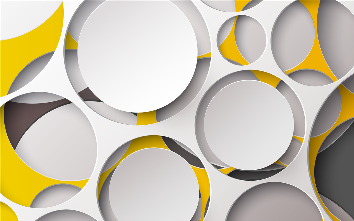 Fototapet elemente circulare albe sculptate în plasă galbenă