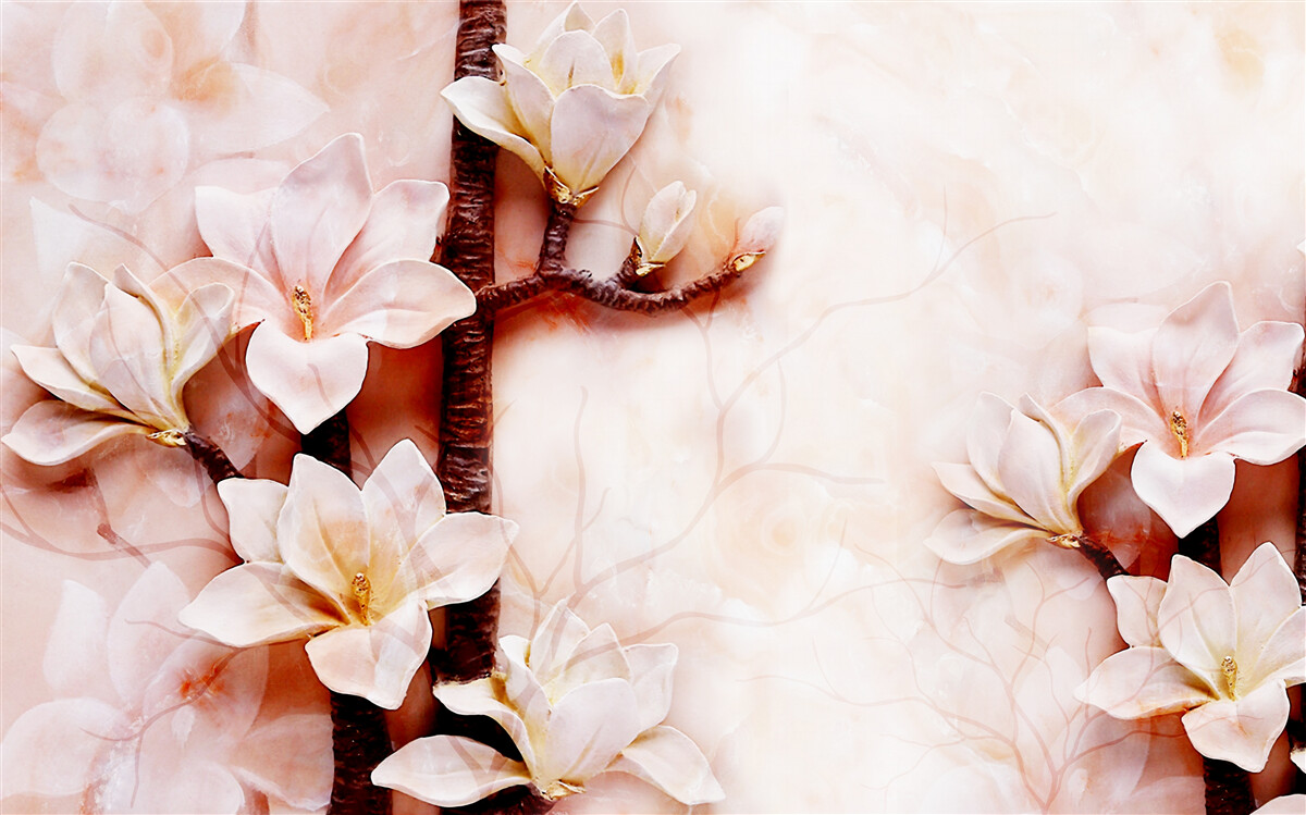 Fototapet ramuri ale grațioasei magnolii rozalii