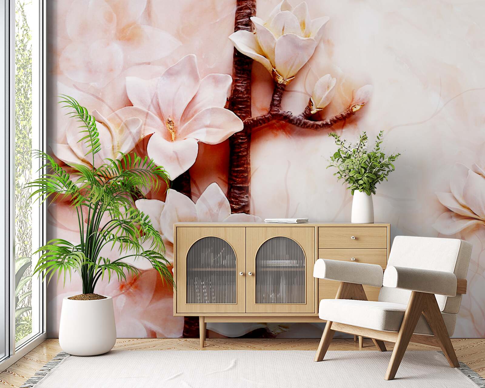 Fototapet ramuri ale grațioasei magnolii rozalii