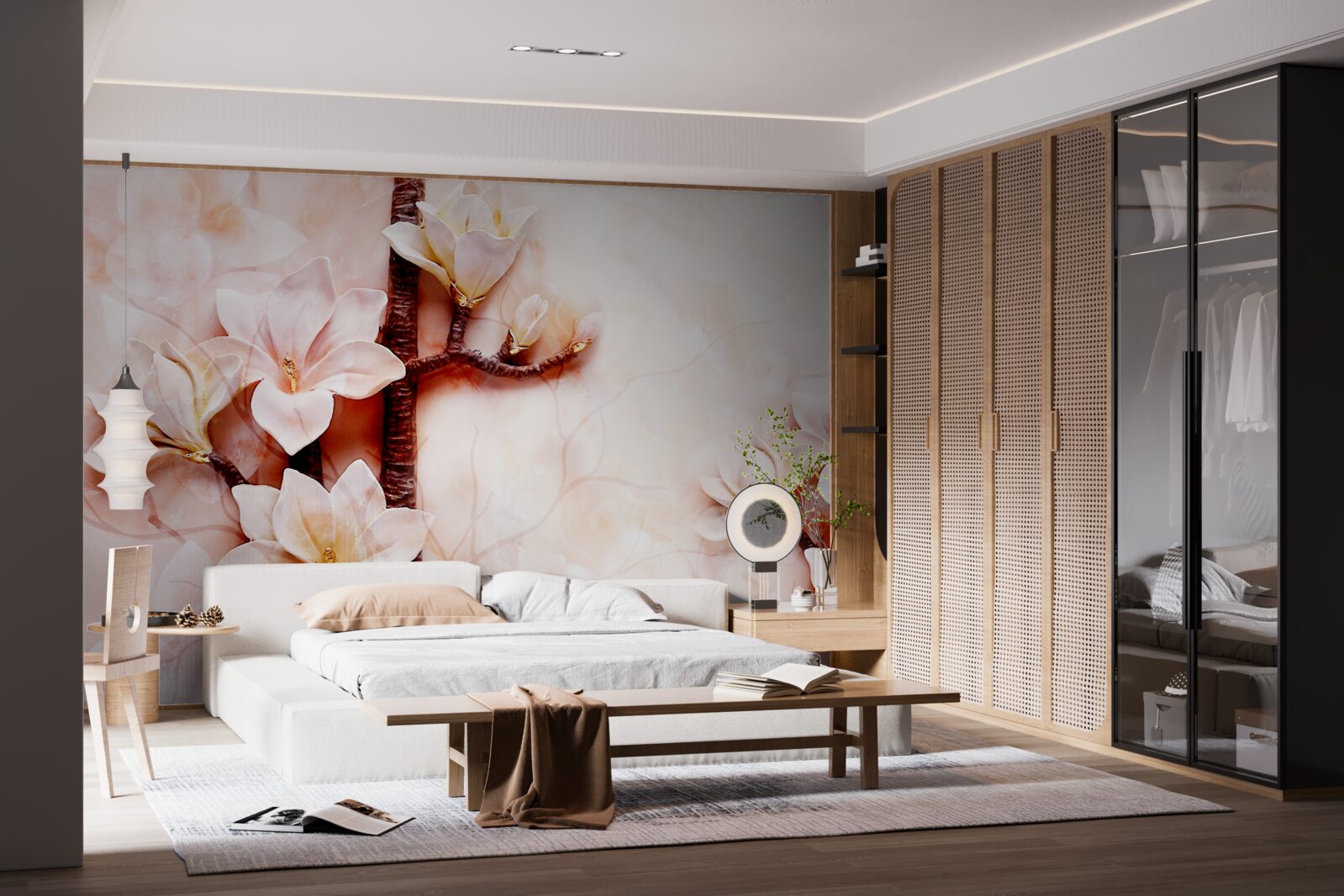 Fototapet ramuri ale grațioasei magnolii rozalii